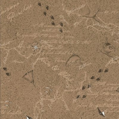 Beige stof met div. afbeeldingen-Ilustrated