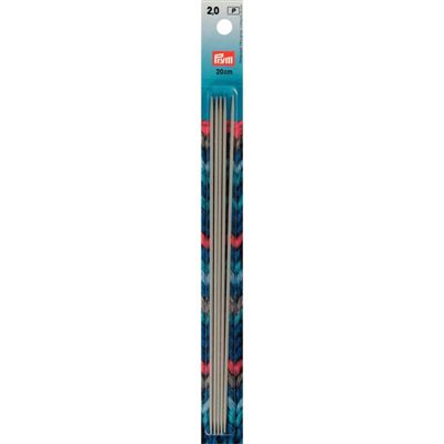 Prym 5 breinaalden zonder knop 2.0 mm 20cm