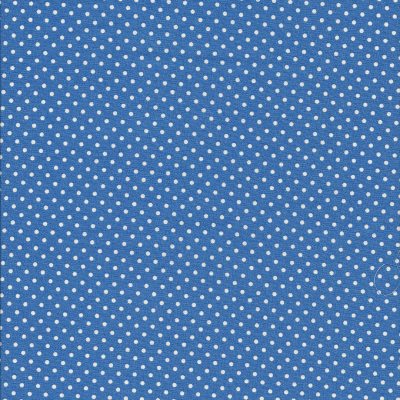 Middel blauwe stof met witte stippen-Makower