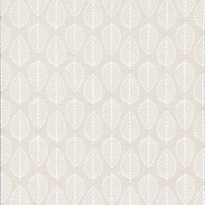 Pastel zalmkleur stof met witte bladeren