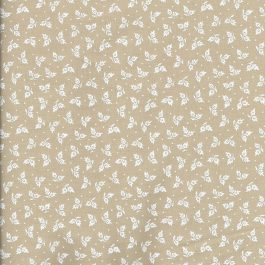 Donker beige stof met witte blaadjes-Stof