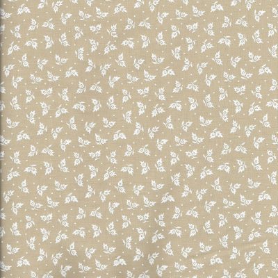 Donker beige stof met witte blaadjes-Stof