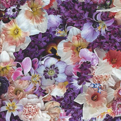Paars-zalmroze en witte bloemenstof-Maywood