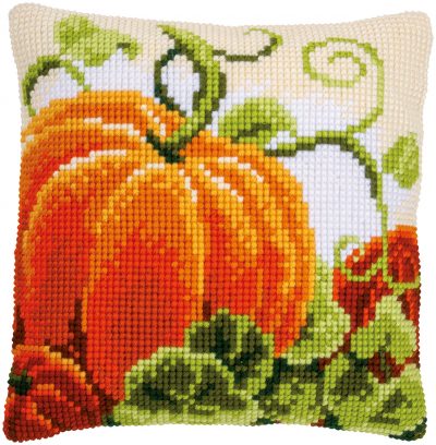 Kruissteekkussen kit Pompoenen borduren