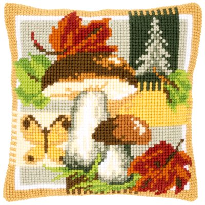 Kruissteekkussen kit bospaddestoelen borduren