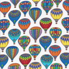 Witte stof met gekleurde luchtballonnen-Quilting Treasures