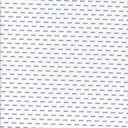 Witte stof met 3 blauw zwarte puntjes op rij
